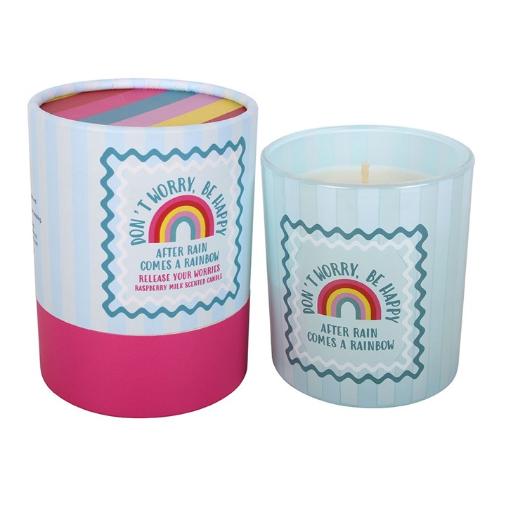 Don't Worry Be Happy Raspberry Milk Scented Candle