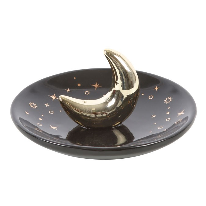 Gold Crescent Moon Incense Stick Holder