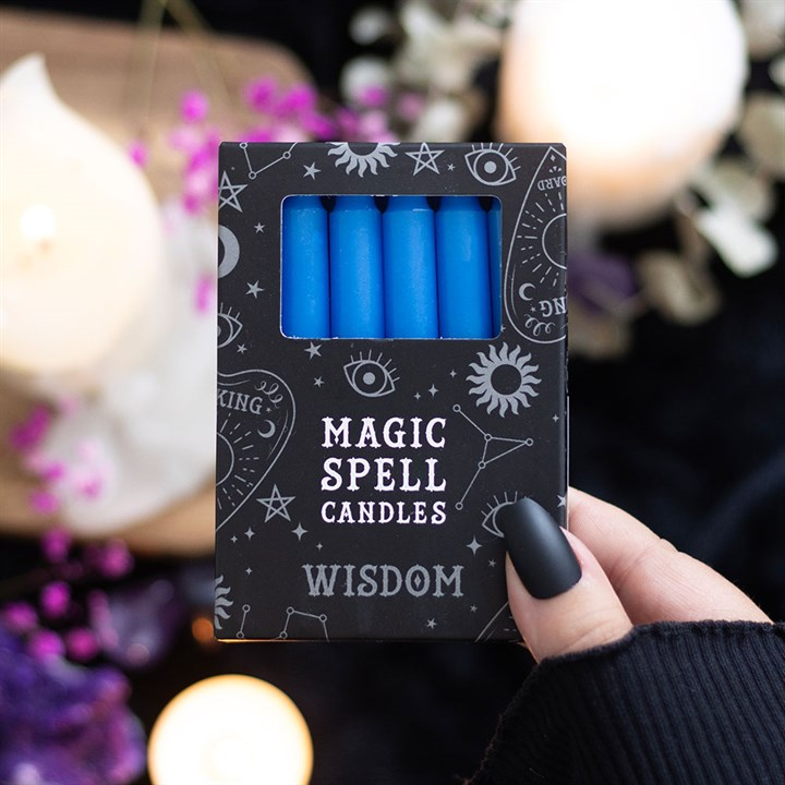Set of 12 Blue 'Wisdom' Spell Candles