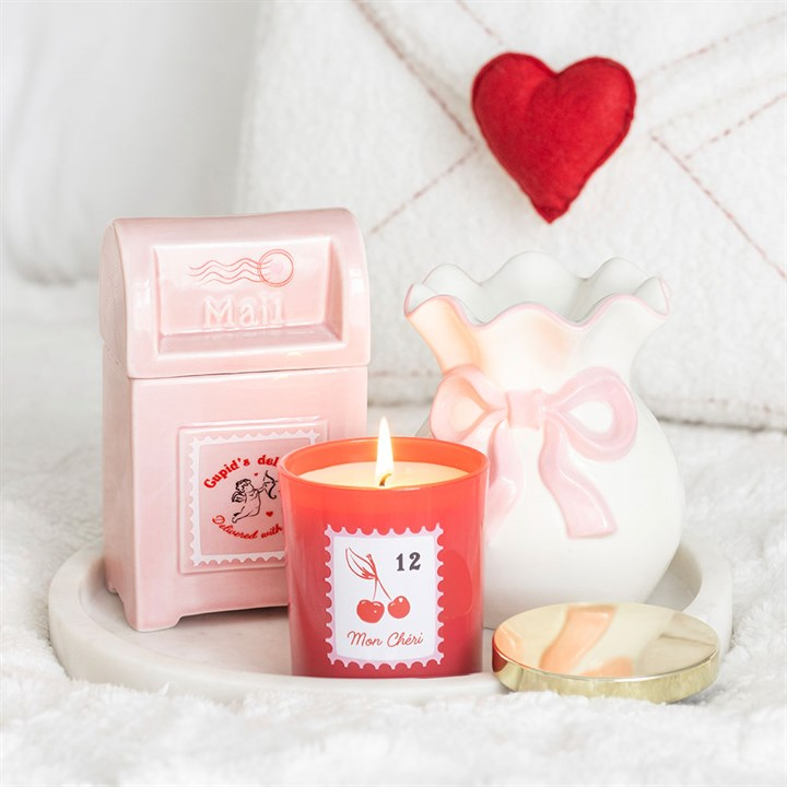 White and Pink Bow Oil Burner