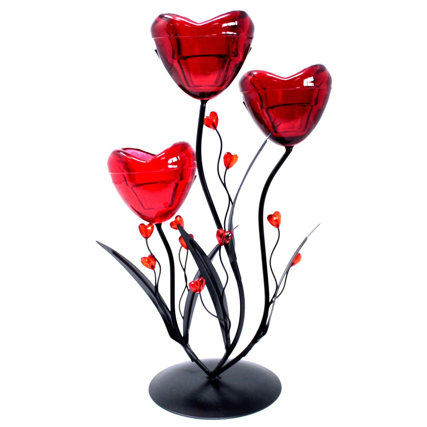 Romantic Candleholder - Triple Hearts Flower
