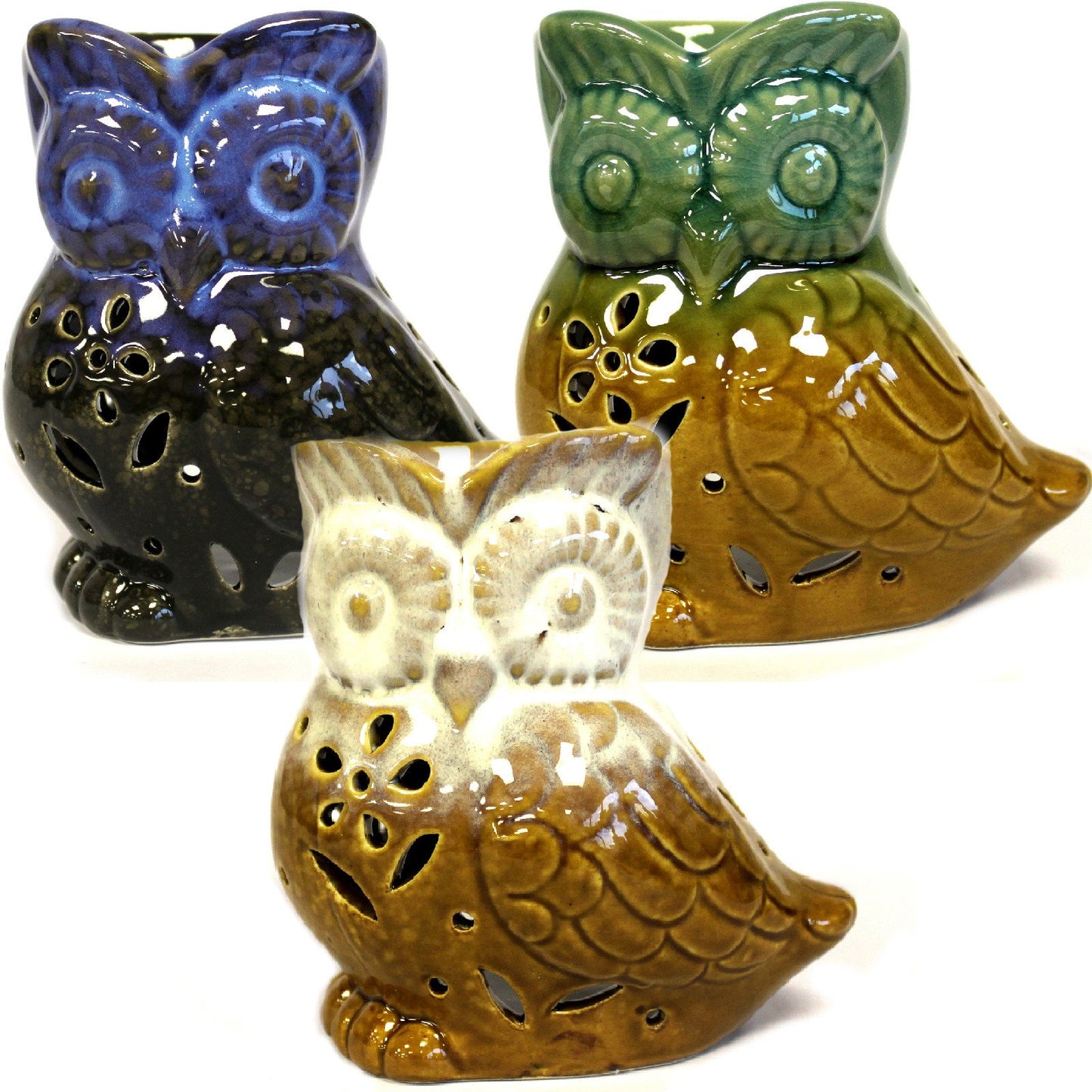 Classic Rustic Oil Burner - Owl Side on