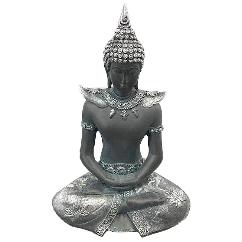 Thai Buddha Figurine Black & Silver - Serenity
