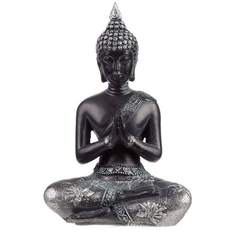 Thai Buddha Figurine Black & Silver - Meditation