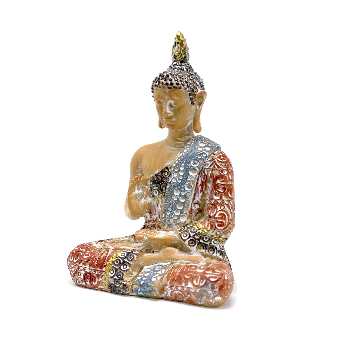 Thai Buddha - Protection - Terraccotta & Sky Blue 15 cm