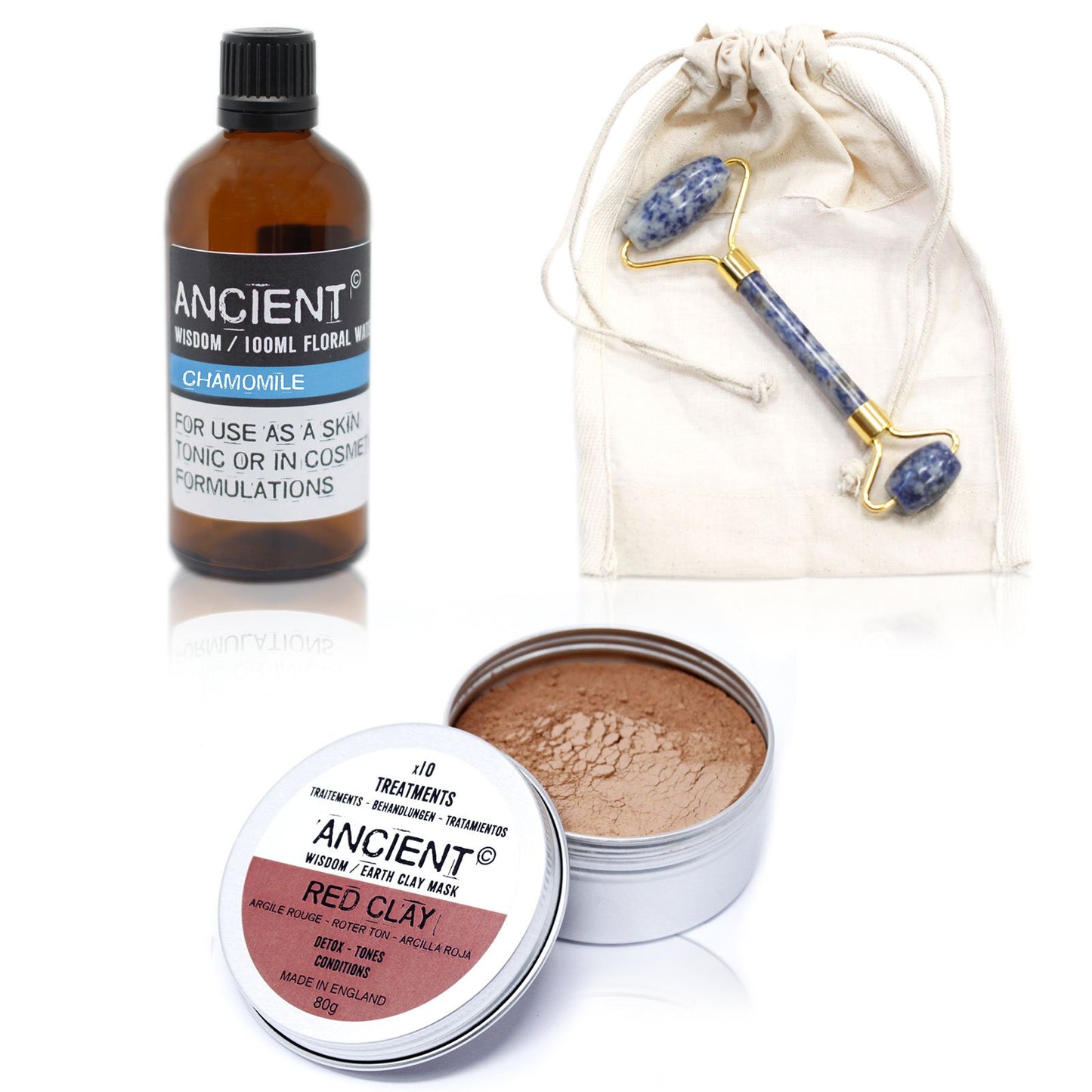 Roller, Red Face Mask and Floral Water Set