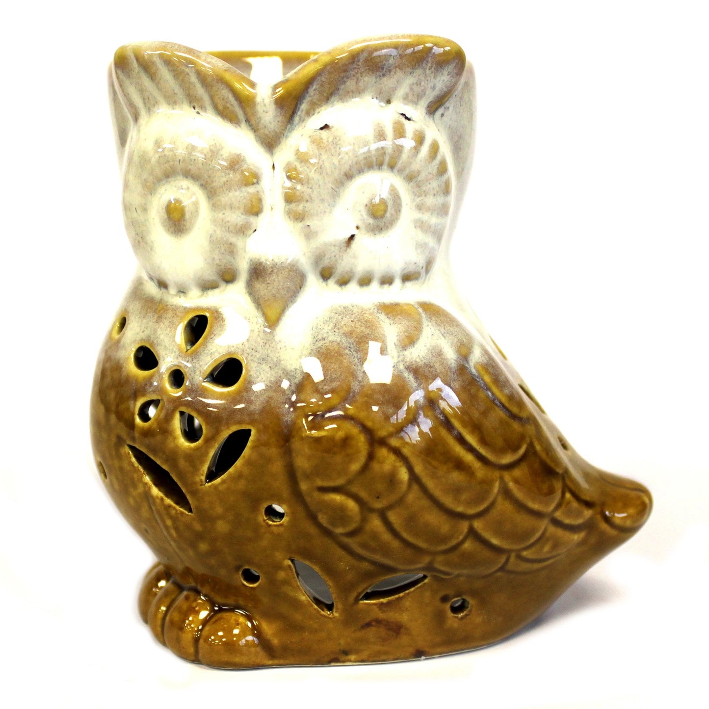 Classic Rustic Oil Burner - Owl Side on