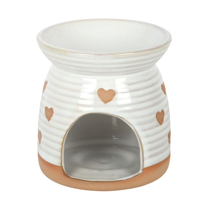 Beige Heart Print Oil Burner