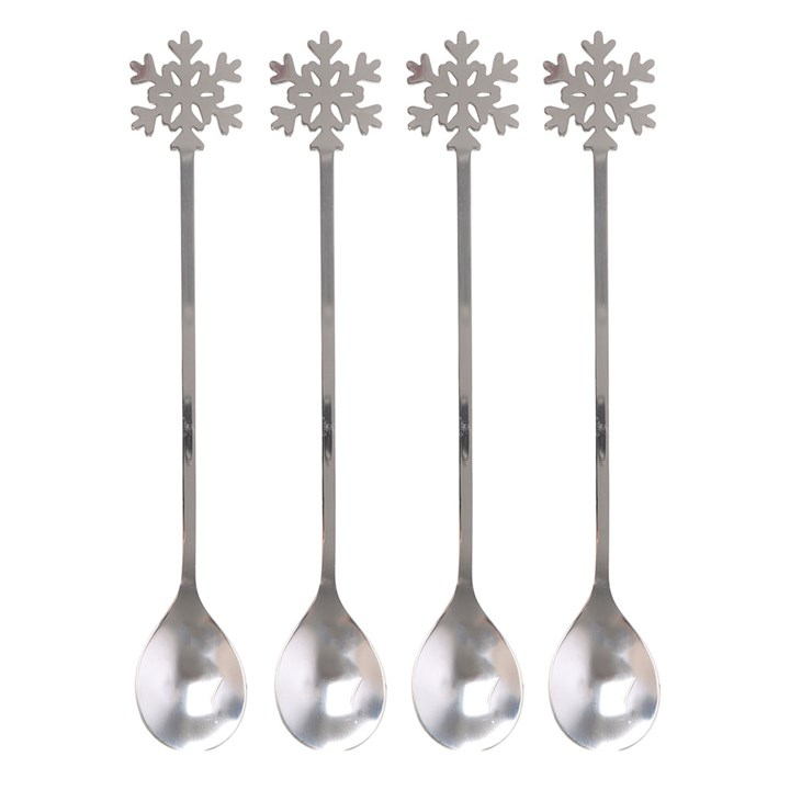 Set of 4 Metal Snowflake Spoons