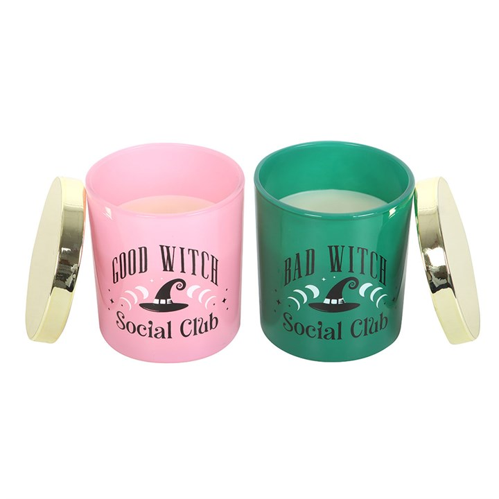 Set of 2 Good Witch and Bad Witch Scented Glass Candles