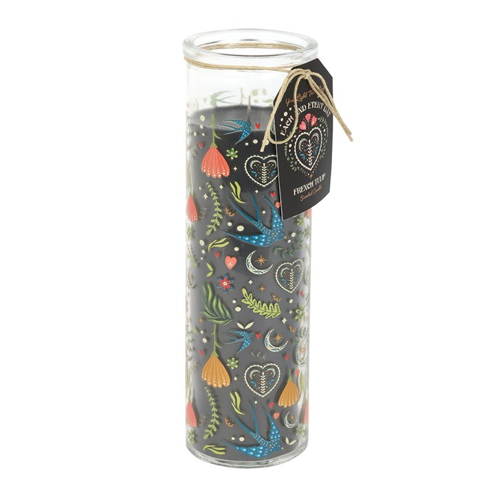 Midnight Bloom Print French Tulip Tube Candle