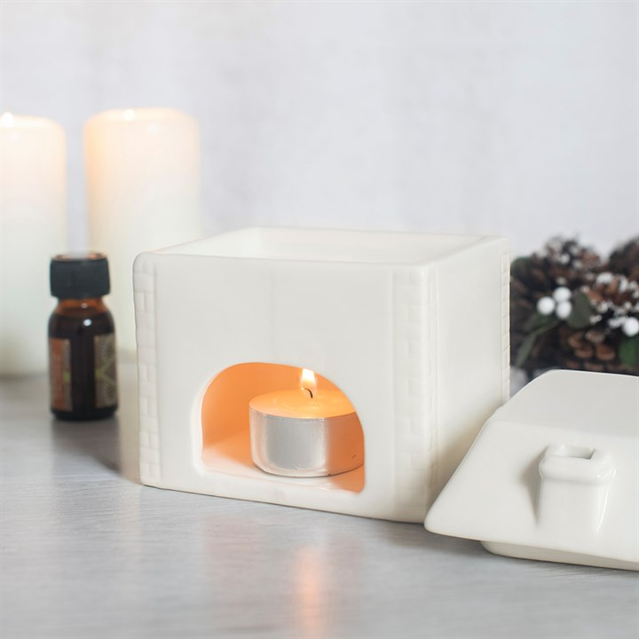 White Ceramic House Oil Burner