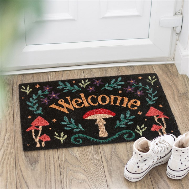 Black Mushroom Welcome Doormat
