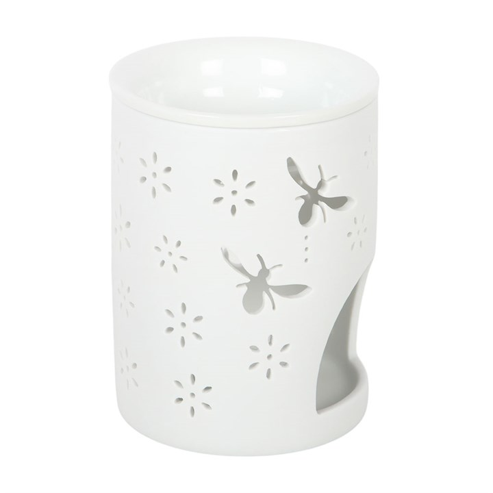 White Bee and Flower Cut Out Oil Burner and Wax Warmer