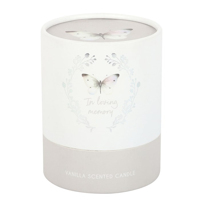 In Loving Memory White Butterfly Vanilla Candle