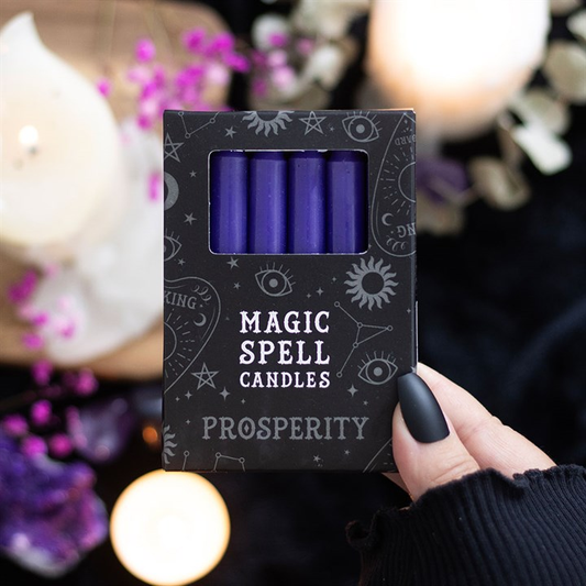Set of 12 Purple 'Prosperity' Spell Candles