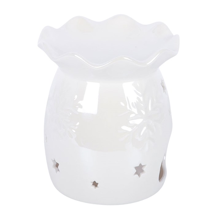 Iridescent White Snowflake Oil Burner and Wax Warmer