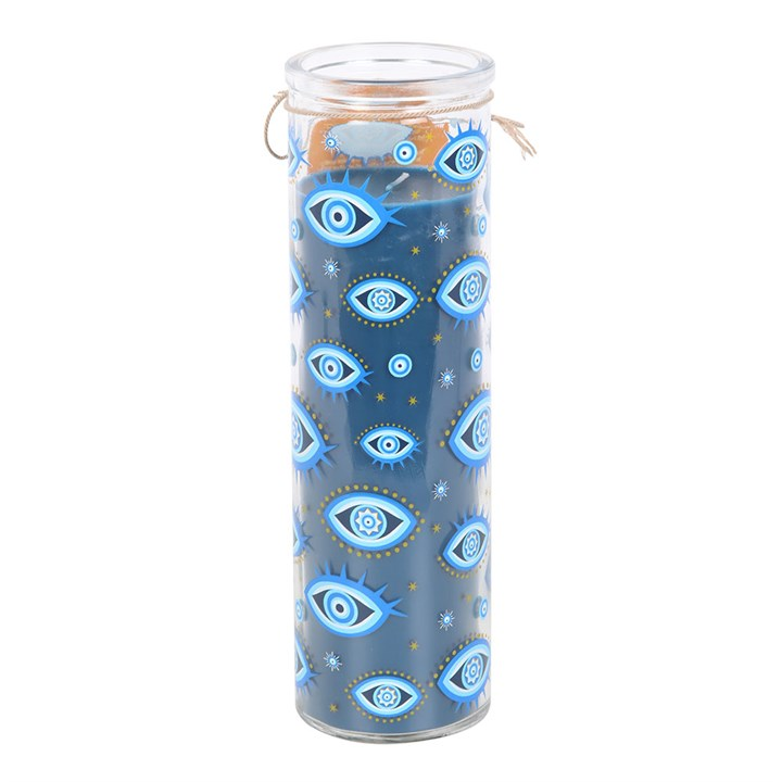 All Seeing Eye Print White Rose Tube Candle