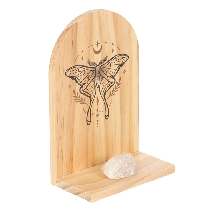 Natural Luna Moth Wooden Incense Holder Shelf