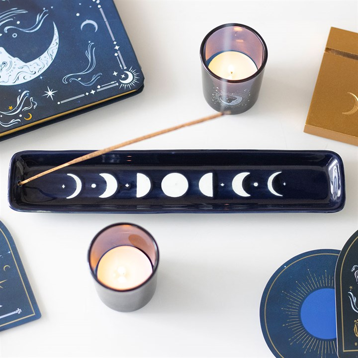 Blue Moon Phase Ceramic Incense Ash Catcher