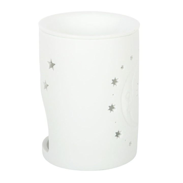 White Sun and Moon Cut Out Oil Burner and Wax Warmer