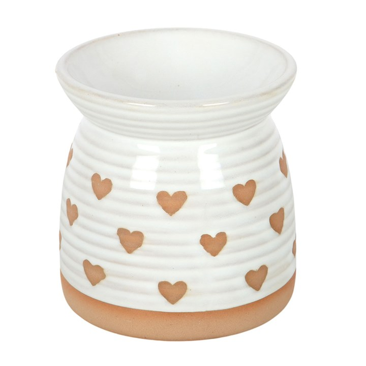 Beige Heart Print Oil Burner
