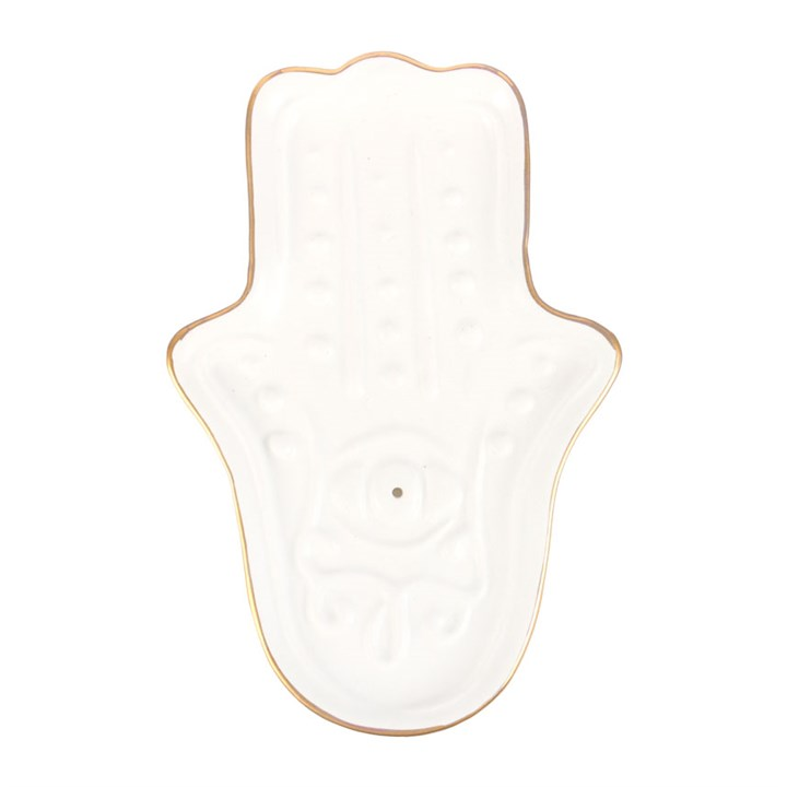 White Hamsa Hand Incense Stick Holder