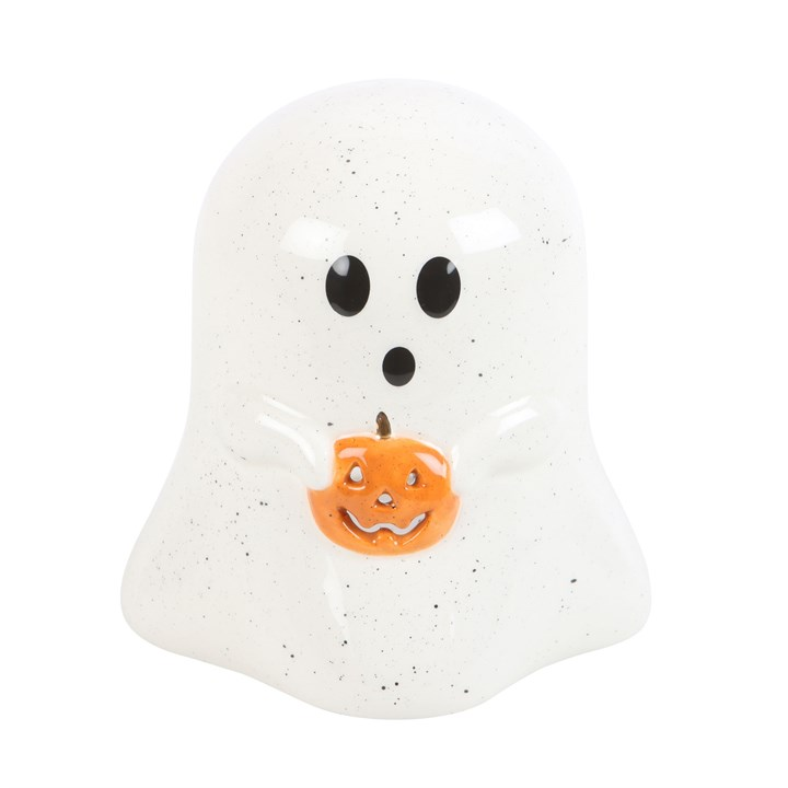 Ghost Shaped Tealight Candle Holder with Pumpkin