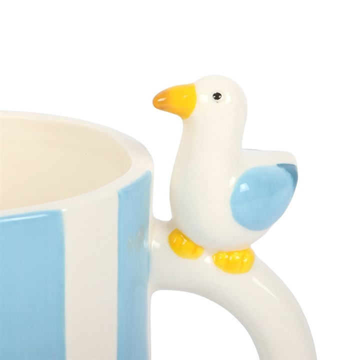 Striped Mug with Seagull