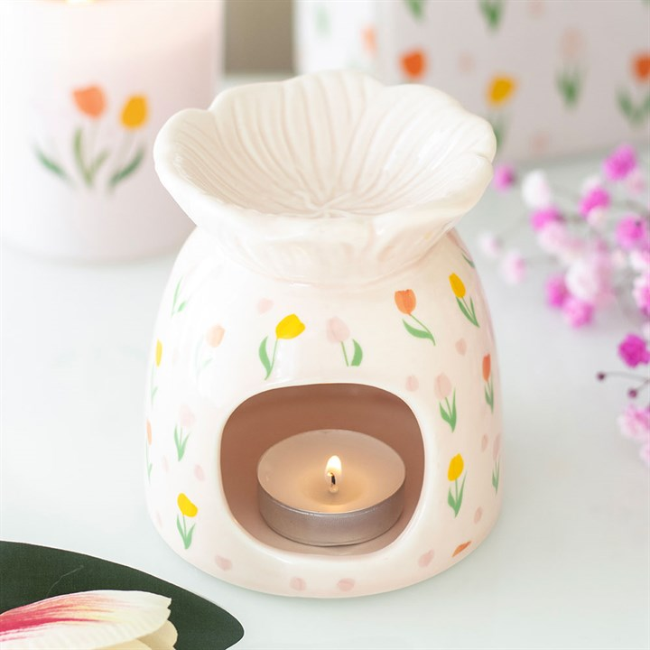 Tulip Print Oil Burner and Wax Warmer