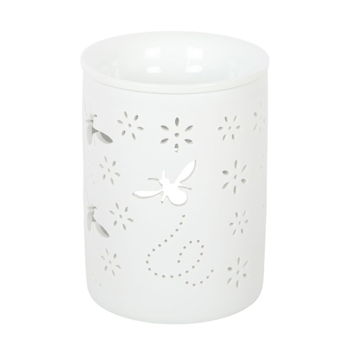 White Bee and Flower Cut Out Oil Burner and Wax Warmer
