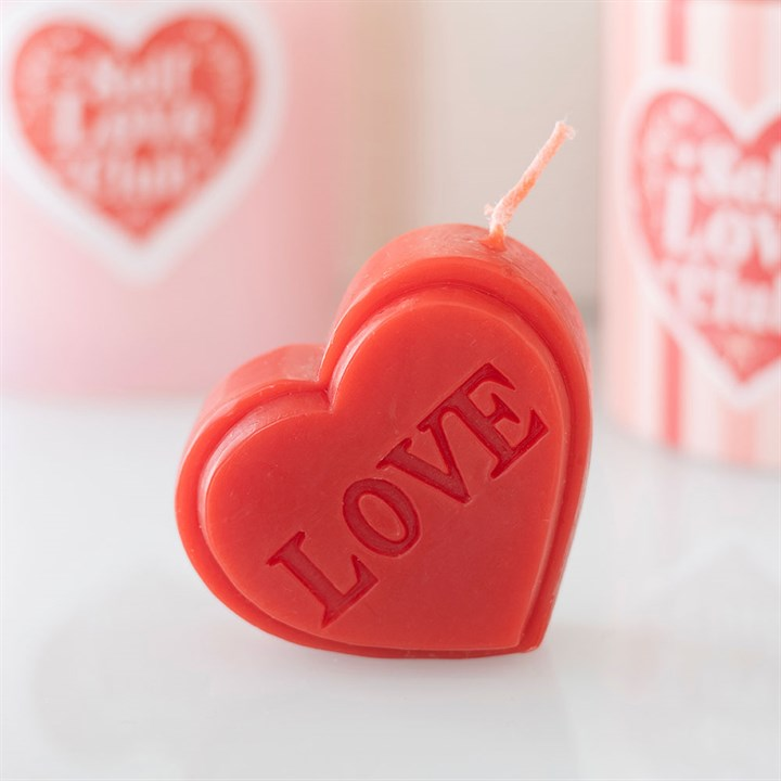 Red Love Heart Shaped Valentine's Day Candle