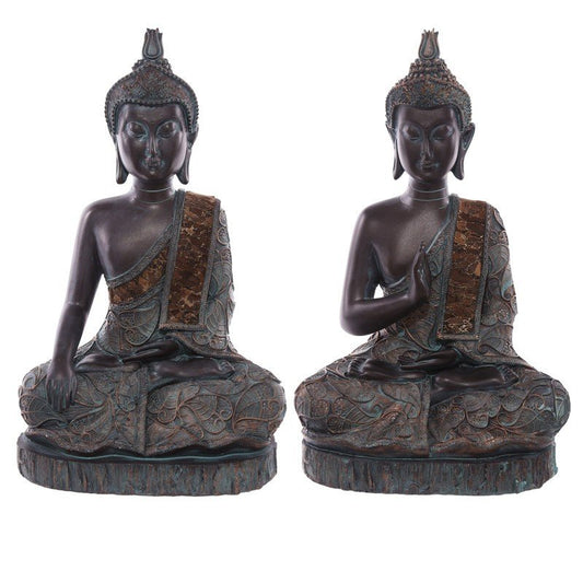 Thai Buddha Sitting On Base - Large Brown & Verdigris Effect