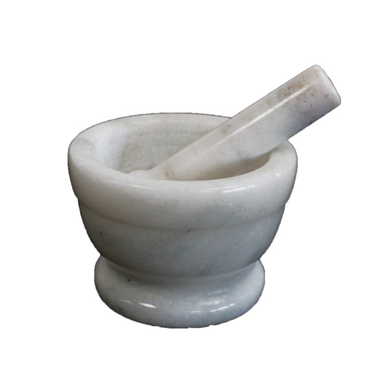 Medium White Marble Pestle & Mortal - 10x7cm