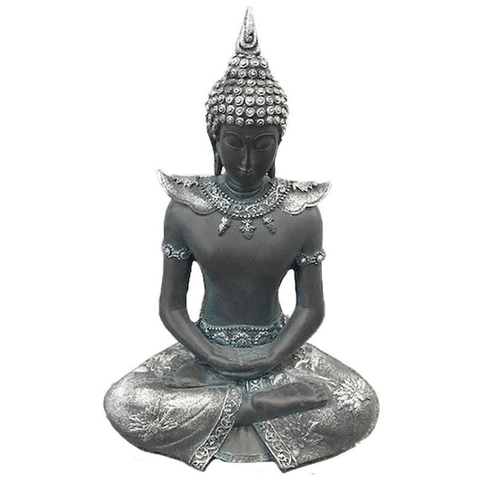 Thai Buddha Figurine Black & Silver - Serenity