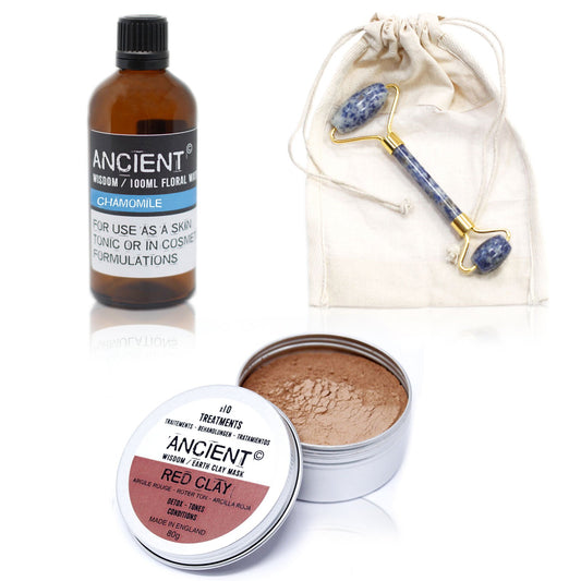 Roller, Red Face Mask and Floral Water Set